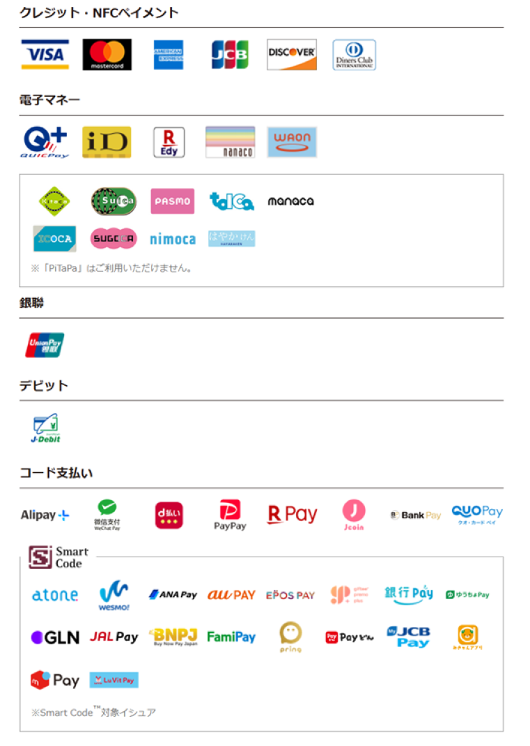 ご利用いただけるお支払い方法